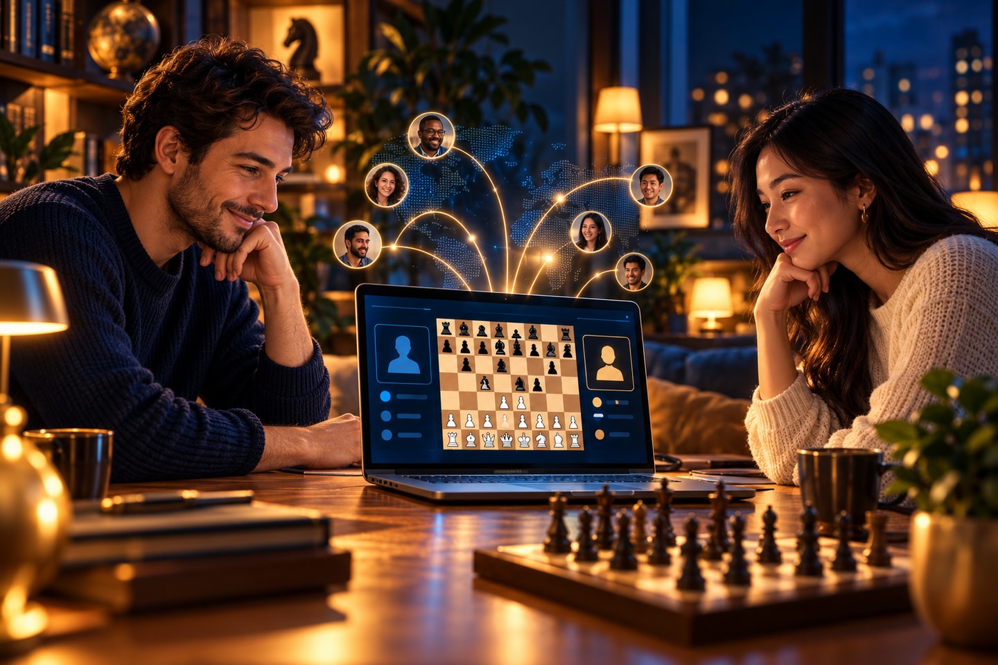 CAISSA Online native playing room showing the chessboard, time controls, and community lobby